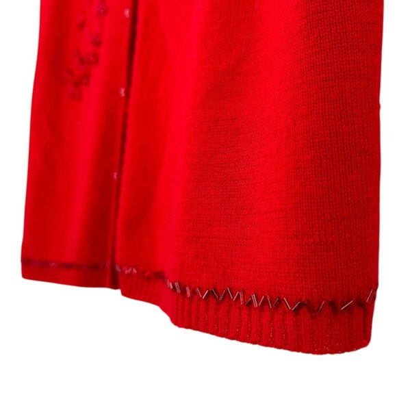 Vintage | M | Jessica | Beaded Knit Vest | Red | Cottagecore | Festive | Holiday - Picture 6 of 16